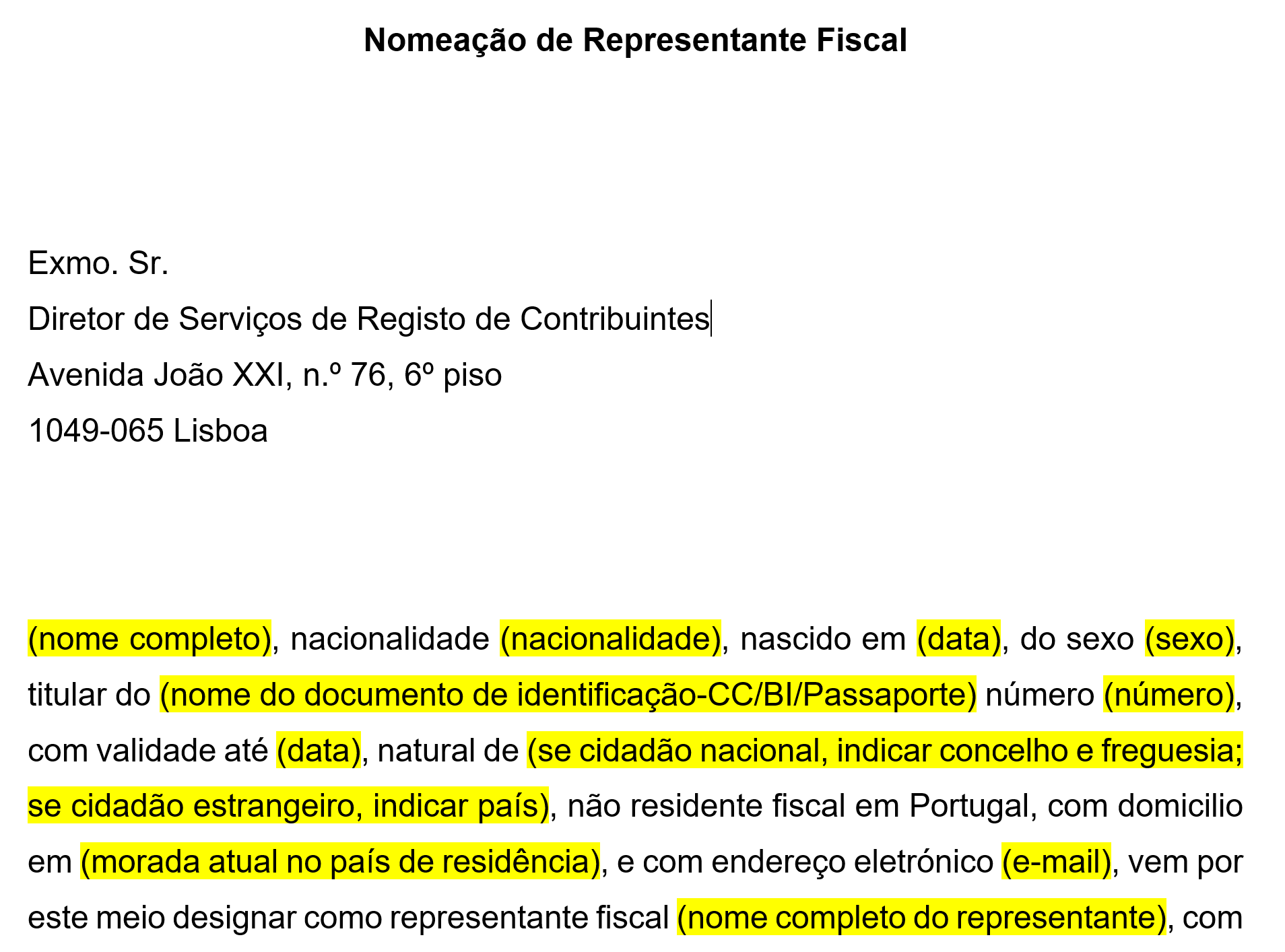 representante fiscal